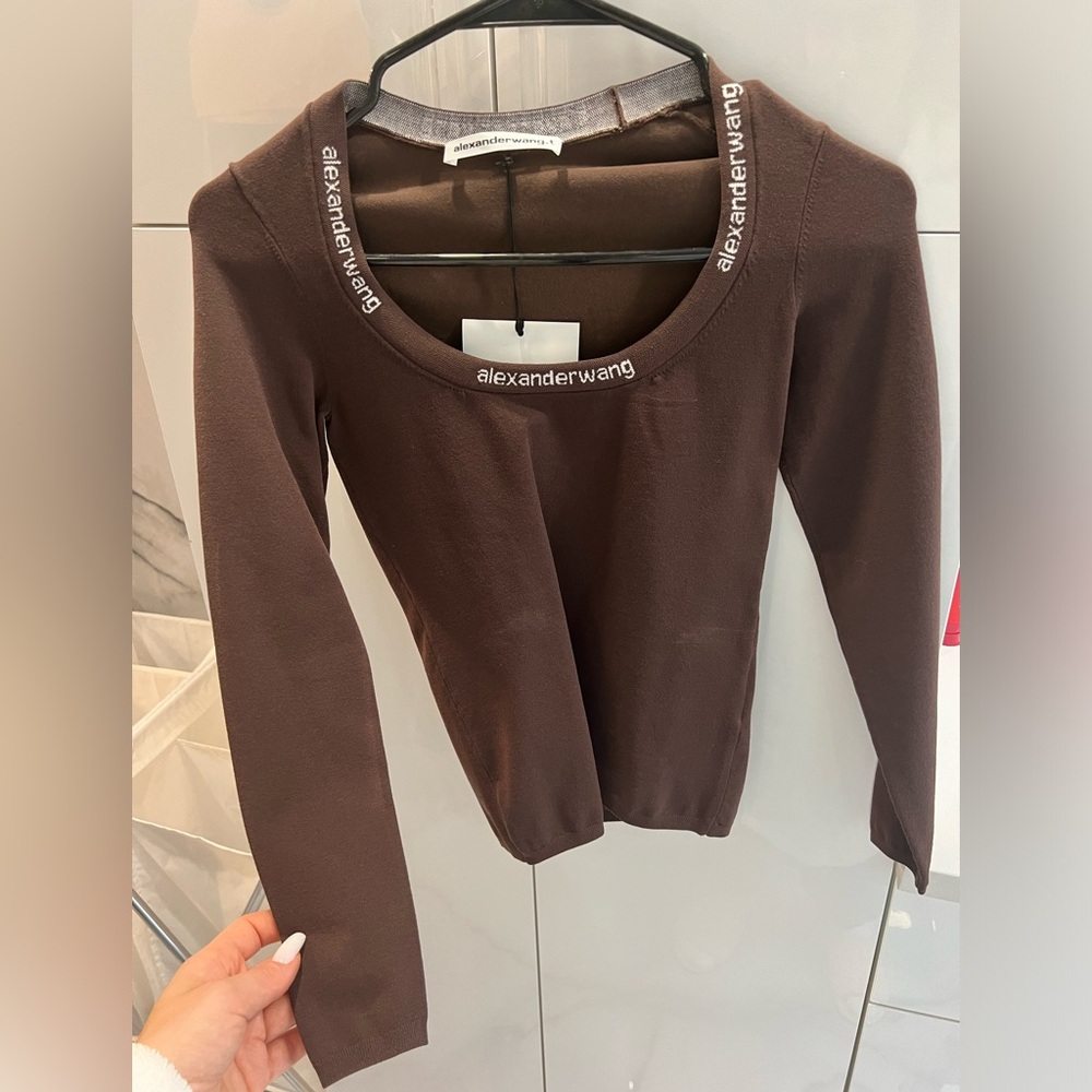 ✨Alexander Wang Brown Long Sleeve Shirt XS